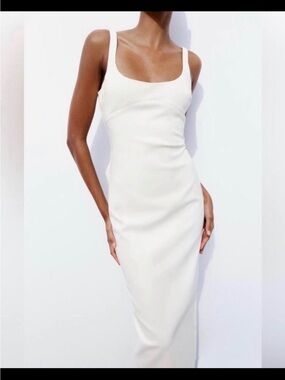Zara Cream Scoop-Neck Maxi Slip Dress